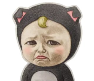 ☹️ bebê, fofo, triste, desenho, bebê, retrato, adorável whatsapp sticker