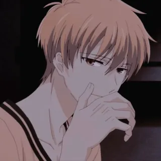 😂 Anime, anak laki-laki, sedih, murung, rambut oranye, karakter telegram sticker