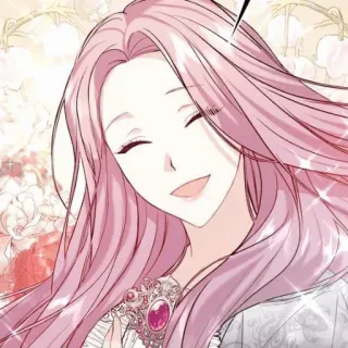 ✨ femme, animé, cheveux roses, souriant, dessin animé, portrait telegram sticker