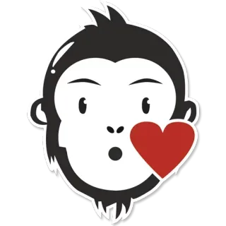 😛 aap, hart, liefde, dier, schattig telegram sticker