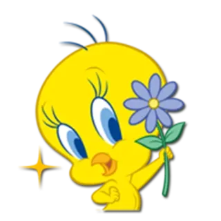 🌹 Tweety Bird Kaczor Tweety, Kreskówka, Kwiat, Warner Bros, Looney Tunes, Ptak telegram sticker