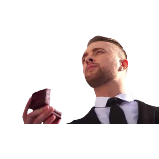 💍 homem, terno, olhando para cima, gravata, pedido de casamento telegram sticker