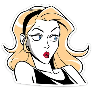 😮 wanita, pirang, kartun, kecantikan, retro, vintage telegram sticker
