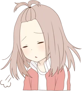 😞 Anime Mädchen, Erschöpft, Müde, Gelangweilt, Cartoon Figur, Süß, Müde whatsapp sticker
