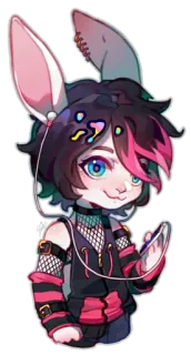 😋 furry, bunny, rabbit, emo, headphones, music, cartoon, anthro telegram sticker