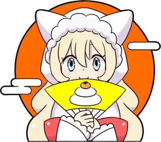 🍊 Anime, Gadis, Kawaii, Lucu, Penggemar, Tradisional, Ilustrasi telegram sticker