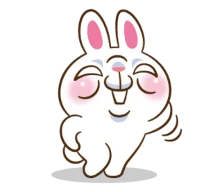 😙 заяц, кролик, мультик, милый, животное, белый, счастливый whatsapp sticker