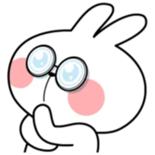 🤔 rabbit, bunny, cartoon, glasses, cute, thinking telegram sticker