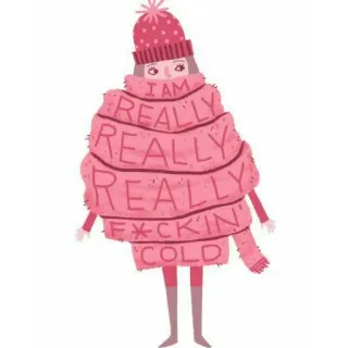 ❄ I AM REALLY REALLY REALLY F*CKIN' COLD cold, scarf, winter, funny, text, cartoon whatsapp sticker