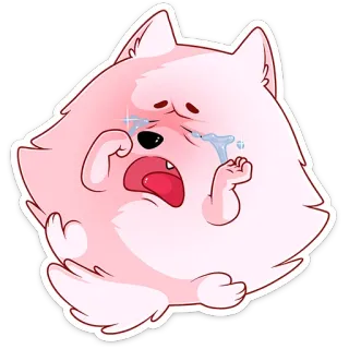 😭 ร้องไห้, สีชมพู, เศร้า, สัตว์, หมา, การ์ตูน telegram sticker