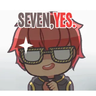 😈 SEVEN, YES. seven, yes, cute, sticker, cartoon, glasses telegram sticker