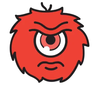 😡 monstruo, rojo, enojado, un ojo, dibujos animados, ojo telegram sticker
