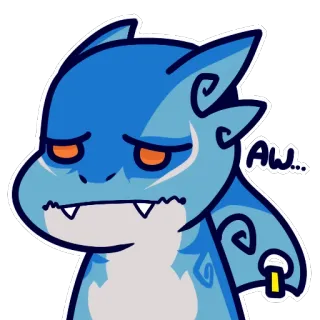 😓 Aw... Drache, Cartoon, Niedlich, Traurig, Tier, Blau whatsapp sticker