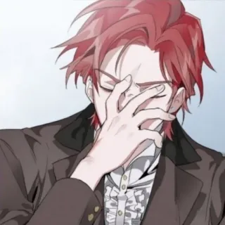 🌑 anime, cartoon, man, sad, upset, character, red hair telegram sticker