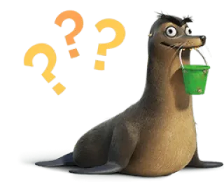 ❓ アザラシ, バケツ, はてなマーク, 動物, 海洋哺乳類 telegram sticker
