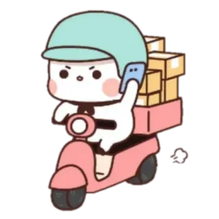 📦 xe scooter, giao hàng, hoạt hình, ngón giữa telegram sticker