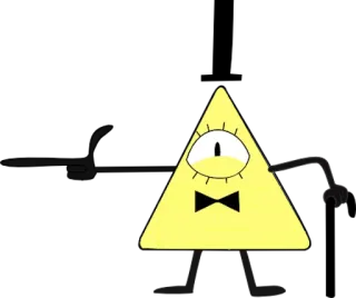 👈 Bill Cipher Gravity Falls Bill Cipher, Gravity Falls, triangle, un œil, nœud papillon, dessin animé telegram sticker