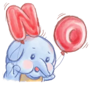 🍯 NO Elefant, Luftballon, rot, süß, Tier telegram sticker