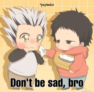 ☺️ Don't be sad, bro Anime, Chibi, Smutek, Przyjaźń, Pocieszenie, Słodkie telegram sticker