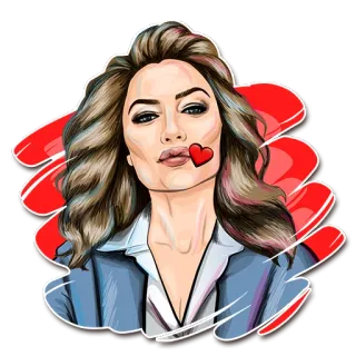 😘 женщина, мультфильм, портрет, поцелуй, сердце telegram sticker