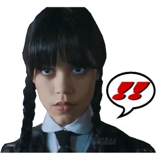 ‼️ Wednesday Addams Wednesday wandinha addams, wandinha, netflix, jenna ortega, série, gótico, exclamação, adesivo telegram sticker