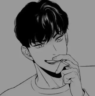🎵 Anime, Manga, Personage, Portret, Zwart-wit telegram sticker