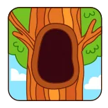 👻 árvore, oco, natureza, desenho animado, madeira, ilustração telegram sticker