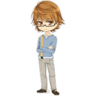 😐 애니메이션, 소년, 안경, 만화, 캐릭터, 일러스트 telegram sticker