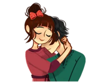 😌 รัก, คู่รัก, ความรัก, กอด, การ์ตูน, ความรักใคร่, ความสัมพันธ์ telegram sticker