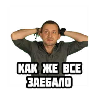 😡 КАК ЖЕ ВСЕ ЗАЕБАЛО molesto, frustrado, meme, ruso, insultos, cansado telegram sticker
