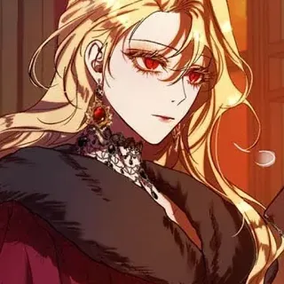 ♦️ donna, capelli biondi, occhi rossi, ritratto, anime, elegante telegram sticker