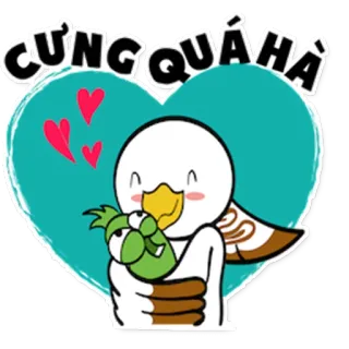 😘 CƯNG QUÁ HÀ fofo, corações, pato, pássaro, amor telegram sticker