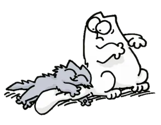 👩 Simon's Cat cat, cartoon, sleeping, white cat, gray cat whatsapp sticker