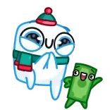 ☺️ dessin animé, personnage, argent, hiver, écharpe, chapeau telegram sticker