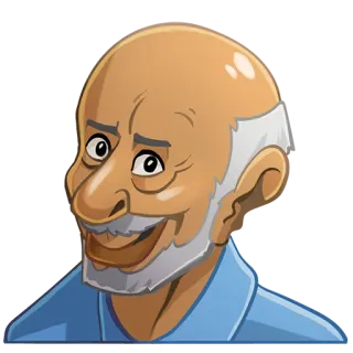 😀 Dessin animé, Portrait, Vieil homme, Souriant, Personnage whatsapp sticker
