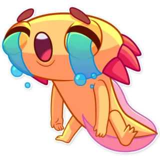 😭 sticker, axolotl, pianto, triste, kawaii, carino telegram sticker