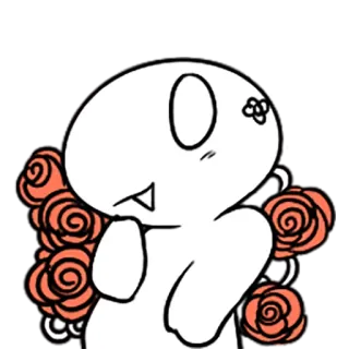 😝 Desenho animado, Personagem, Fofo, Rosas, Branco, Contorno telegram sticker