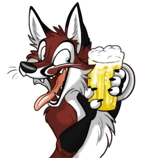 🍺 raposa, desenho animado, cerveja, álcool, animal, saúde, brinde telegram sticker