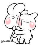 😍 coelho, coelhinho, urso, fofo, desenho animado, abraço, kawaii, animal telegram sticker
