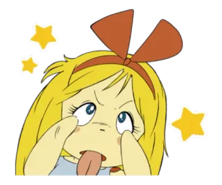 👧 мультфильм, девочка, смешной, язык, звезды telegram sticker