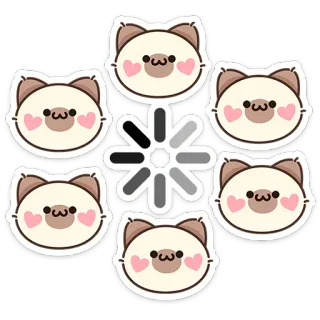 🫥 chat, mignon, kawaii, animal, autocollant, chargement, cœur, illustration telegram sticker