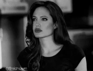 ➰ Angelina Jolie 女人, 女演员, 肖像, 黑白 telegram sticker