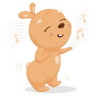 💃 kelinci, kartun, musik, not, menari, imut, binatang telegram sticker