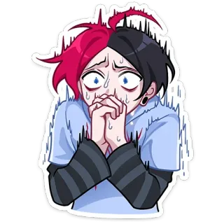 😰 불안, 두려움, 걱정, 초조, 만화, 캐릭터 telegram sticker