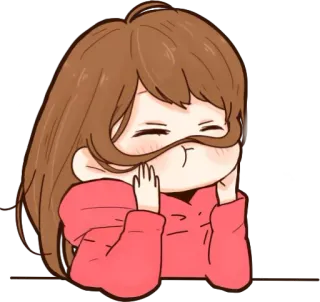😙 lindo, chica, dibujos animados, expresión, divertido, feliz whatsapp sticker