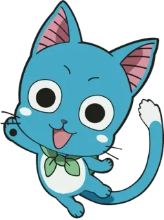 👋 Happy Fairy Tail Anime, Katze, Blaue Katze, Fairy Tail, Happy, Cartoon telegram sticker
