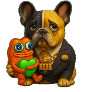 🎁 BDOG Hund, Französische Bulldogge, Anzug, Goldkette, Oranges Monster, Herz, Cartoon, Süß telegram sticker