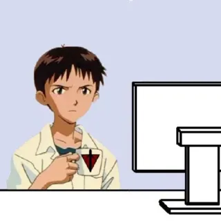 😐 Shinji Ikari Neon Genesis Evangelion シンジ, エヴァンゲリオン, アニメ, コンピュータ, ミーム telegram sticker