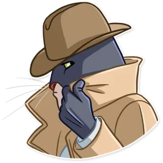 👀 Katze, Detektiv, Trenchcoat, Hut, Spion, Undercover telegram sticker