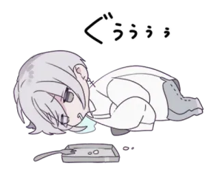 🍙 ぐううう Anime, Erschöpft, Liegen, Pfannkuchen telegram sticker